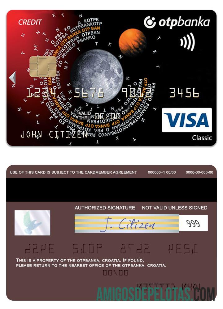 Cartão de parcelamento Croácia OTP Banka Visa Classic exemplo real